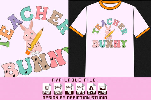 Happy Easter Day T-Shirt, Teaching Bunny Shirt Print Template Sketch DESIGN Depiction Studio 