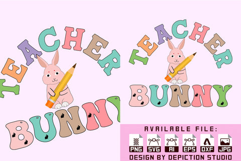 Happy Easter Day T-Shirt, Teaching Bunny Shirt Print Template Sketch DESIGN Depiction Studio 