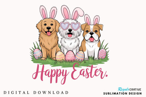 Happy Easter Dogs Rabbit Bunny Clipart Sublimation Design Sublimation Regulrcrative 