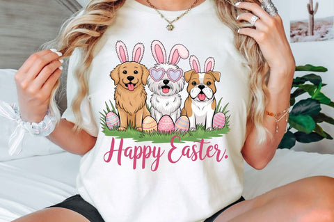 Happy Easter Dogs Rabbit Bunny Clipart Sublimation Design Sublimation Regulrcrative 