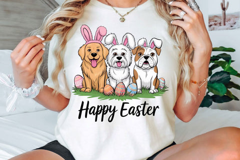 Happy Easter Dogs Rabbit Bunny Clipart Sublimation Design Sublimation Regulrcrative 