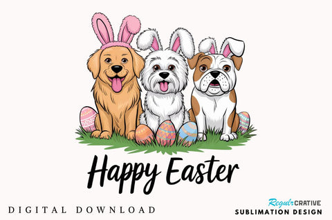 Happy Easter Dogs Rabbit Bunny Clipart Sublimation Design Sublimation Regulrcrative 