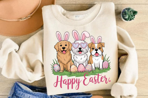 Happy Easter Dogs Rabbit Bunny Clipart Sublimation Design Sublimation Regulrcrative 