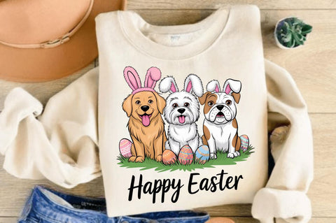 Happy Easter Dogs Rabbit Bunny Clipart Sublimation Design Sublimation Regulrcrative 
