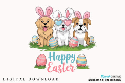Happy Easter Dogs Rabbit Bunny Clipart Sublimation Design Sublimation Regulrcrative 