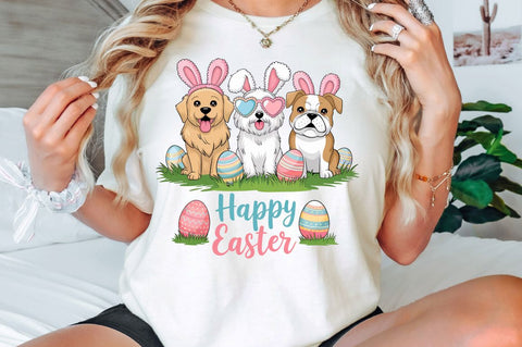 Happy Easter Dogs Rabbit Bunny Clipart Sublimation Design Sublimation Regulrcrative 
