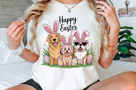 Happy Easter Dogs Rabbit Bunny Clipart Sublimation Design Sublimation Regulrcrative 