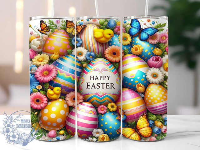 Happy Easter, Easter Egg, 20oz Tumbler, Sublimation Design, Easter Gift, Spring Decor, Holiday Drinkware Sublimation ToriDesigns 