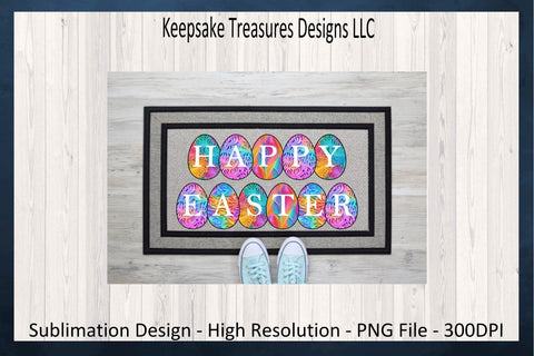 Happy Easter Eggs Sublimation PNG, Rainbow Quill, Happy Easter Doormat, Easter Home Decor, Wooden Door Sign, Digital Download, PNG Printable Sublimation Keepsake Treasures Designs LLC. 