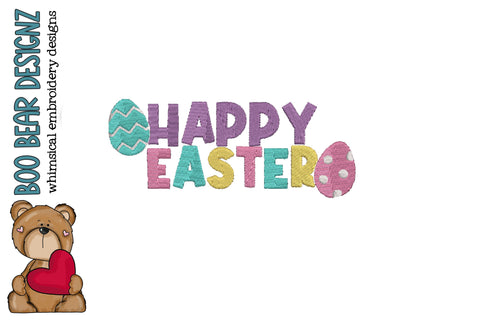 Happy Easter Embroidery design Embroidery/Applique DESIGNS Boo Bear Designz 