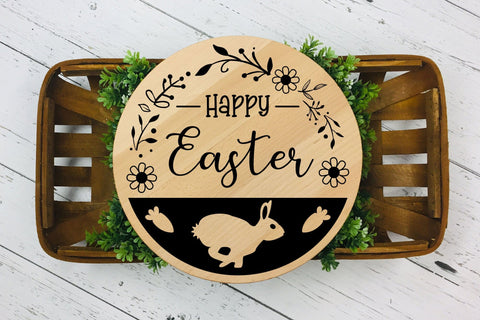 Happy Easter Farmhouse Round Sign SVG SVG CraftLabSVG 