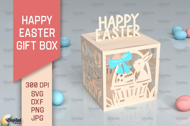 Happy Easter Gift Box SVG. 3D Box Paper Cut 3D Paper Evgenyia Guschina 