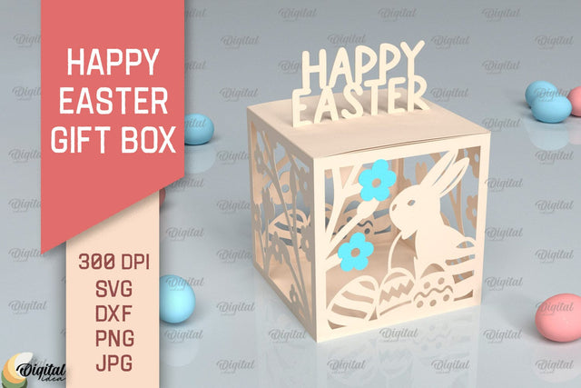 Happy Easter Gift Box SVG. 3D Box Paper Cut 3D Paper Evgenyia Guschina 