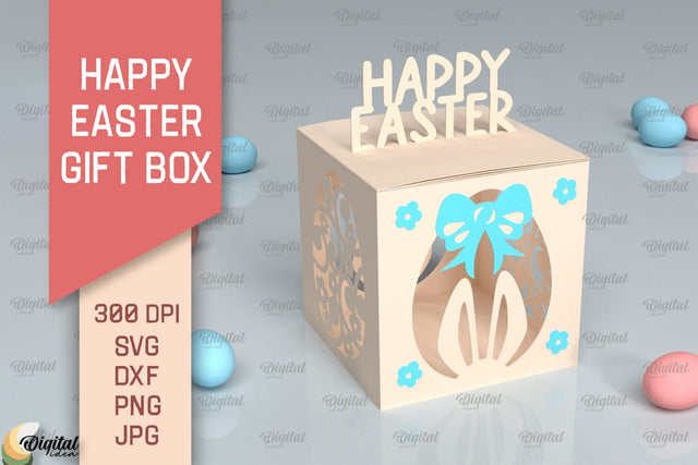 Happy Easter Gift Box SVG. 3D Box Paper Cut 3D Paper Evgenyia Guschina 