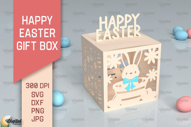 Happy Easter Gift Box SVG. 3D Box Paper Cut 3D Paper Evgenyia Guschina 