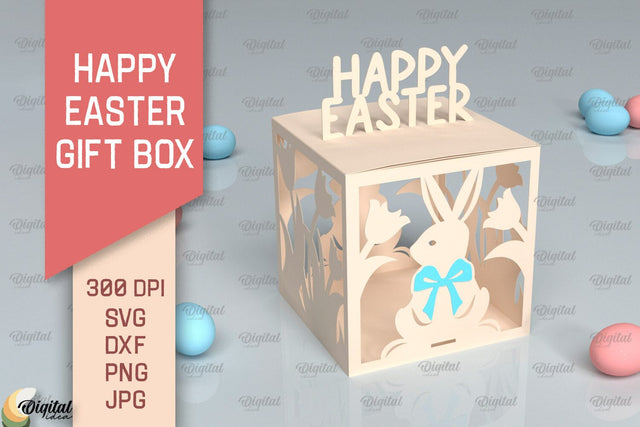Happy Easter Gift Box SVG. 3D Box Paper Cut 3D Paper Evgenyia Guschina 