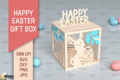 Happy Easter Gift Box SVG. 3D Box Paper Cut 3D Paper Evgenyia Guschina 