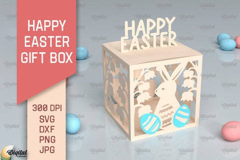 Happy Easter Gift Box SVG Bundle. 3D Box Paper Cut 3D Paper Evgenyia Guschina 