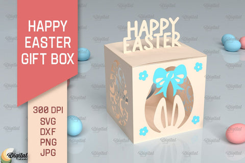 Happy Easter Gift Box SVG Bundle. 3D Box Paper Cut 3D Paper Evgenyia Guschina 