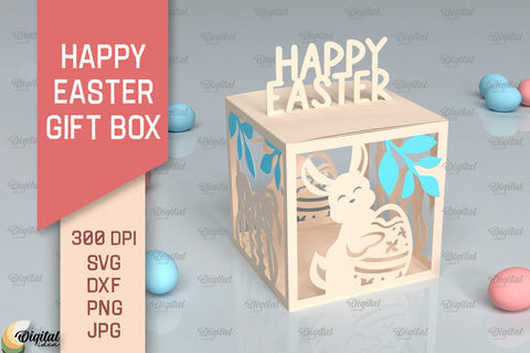 Happy Easter Gift Box SVG Bundle. 3D Box Paper Cut 3D Paper Evgenyia Guschina 