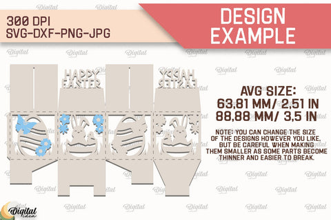 Happy Easter Gift Box SVG Bundle. 3D Box Paper Cut 3D Paper Evgenyia Guschina 
