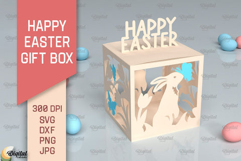 Happy Easter Gift Box SVG Bundle. 3D Box Paper Cut 3D Paper Evgenyia Guschina 