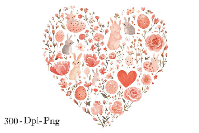 happy Easter Heart PNG, Happy Easter Sublimation, Easter Bunny Sublimation DesignPlante 503 