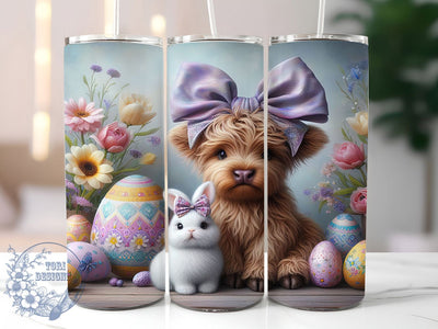 Happy Easter Highland Cow Tumbler, Bunny Egg Tumbler, Happy Easter Wrap, Farm Animal Easter Wrap, Cute Cow Wrap, Stylish 20oz Wrap, Sublimation Design Sublimation ToriDesigns 