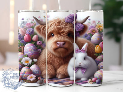 Happy Easter Highland Cow Tumbler, Bunny Egg Tumbler, Happy Easter Wrap, Farm Animal Easter Wrap, Cute Cow Wrap, Stylish 20oz Wrap, Sublimation Design Sublimation ToriDesigns 