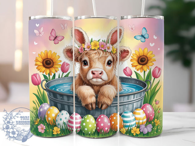 Happy Easter Highland Cow Tumbler, Highland Cow Tumbler, Cute Cow Wrap, Happy Easter Wrap, Rustic Cow Wrap, Sublimation Design, Trendy Gift Idea Sublimation ToriDesigns 