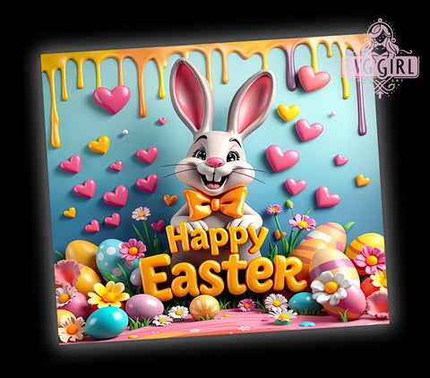 Happy Easter Inflated 20oz Tumbler Sublimation Design, Straight Tapered Tumbler Wrap, Easter Bunny Tumbler Png, Instant Digital Download Sublimation SvggirlplusArt 
