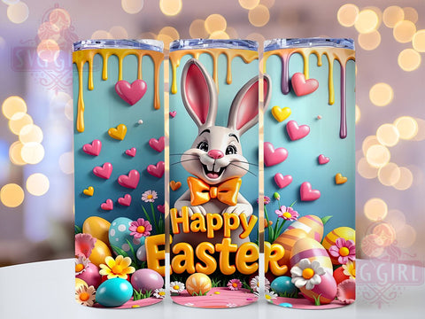 Happy Easter Inflated 20oz Tumbler Sublimation Design, Straight Tapered Tumbler Wrap, Easter Bunny Tumbler Png, Instant Digital Download Sublimation SvggirlplusArt 