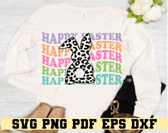 Happy Easter Leopard Bunny - Retro Easter Bunny- Digital Cut File for Cricut - SVG PNG PDF DXF EPS SVG DigitalDesigns365 