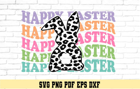 Happy Easter Leopard Bunny - Retro Easter Bunny- Digital Cut File for Cricut - SVG PNG PDF DXF EPS SVG DigitalDesigns365 