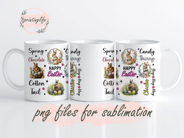 Happy Easter Mug Wrap Design, Instant Digital Design Download Mug Wrap Design, Mug Design PNG Sublimation PrintingLife 
