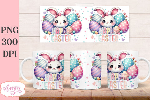 Happy Easter Mug Wrap for Sublimation | 11oz 15oz mug PNG Sublimation Amorclipart 