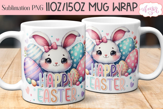 Happy Easter Mug Wrap for Sublimation | 11oz 15oz mug PNG Sublimation Amorclipart 