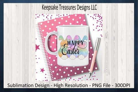 Happy Easter Ombre Glitter Rabbits, Sublimation PNG, Easter T-Shirts, Digital Download, PNG Printable Sublimation Keepsake Treasures Designs LLC. 
