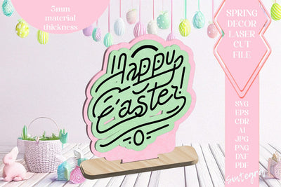 Happy Easter Ornament Laser Cut SVG v1 SVG Sintegra 