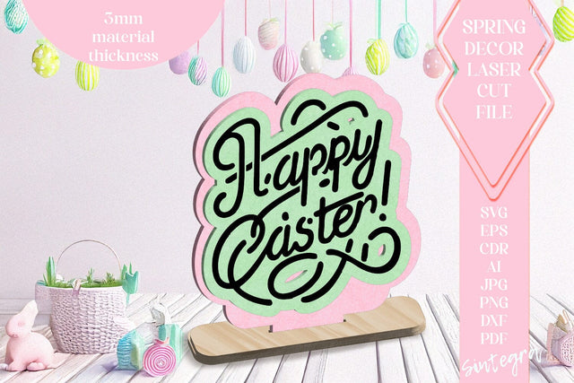 Happy Easter Ornament Laser Cut SVG v3 SVG Sintegra 