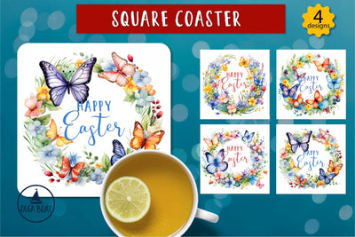 Happy easter png | Easter coaster sublimation designs Sublimation Olga Boat Design 