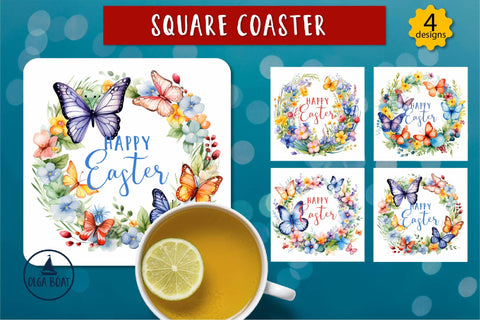 Happy easter png | Easter coaster sublimation designs Sublimation Olga Boat Design 