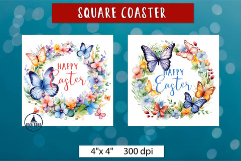 Happy easter png | Easter coaster sublimation designs Sublimation Olga Boat Design 