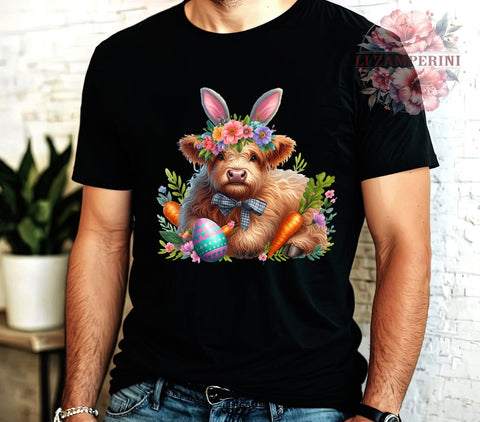 Happy Easter PNG, Highland Cow PNG, Digital Download, Sublimation Art, Easter Decor, Spring Graphics, Cute Cow PNG, Holiday Designs Sublimation Li Zamperini 