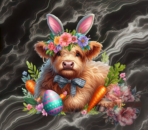 Happy Easter PNG, Highland Cow PNG, Digital Download, Sublimation Art, Easter Decor, Spring Graphics, Cute Cow PNG, Holiday Designs Sublimation Li Zamperini 