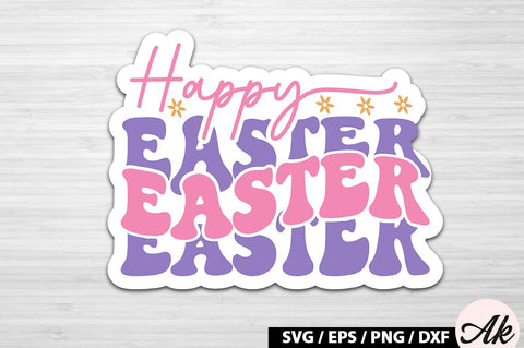 Happy easter Retro Sticker SVG akazaddesign 
