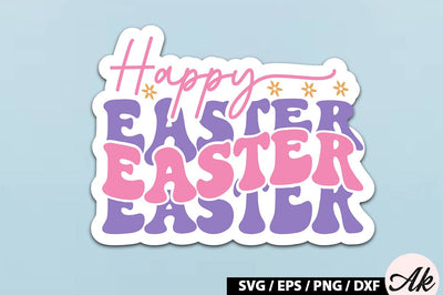 Happy easter Retro Sticker SVG akazaddesign 