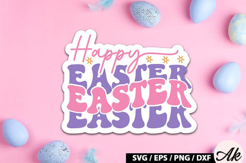 Happy easter Retro Sticker SVG akazaddesign 