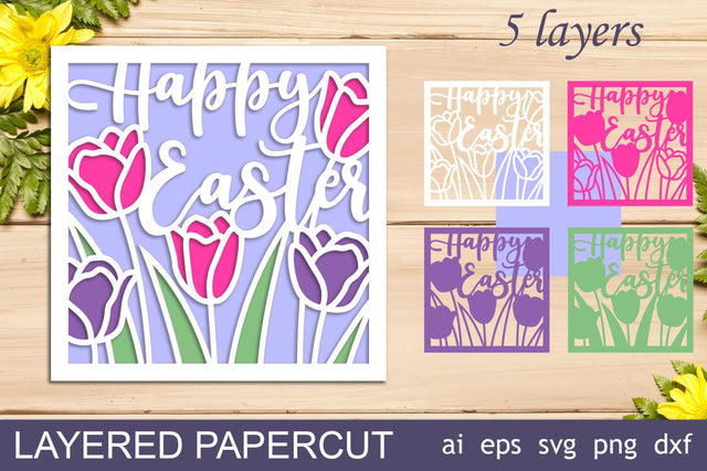 Happy Easter shadow box, Easter 3d card layered papercut 3D Paper AnastasiyaArtDesign 
