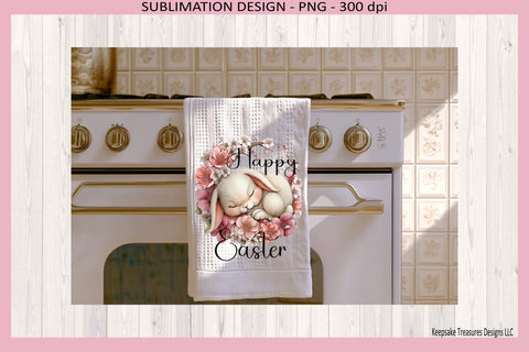 Happy Easter Sleeping Bunny, Easter Sublimation Png, Digital Download Sublimation Keepsake Treasures Designs LLC. 